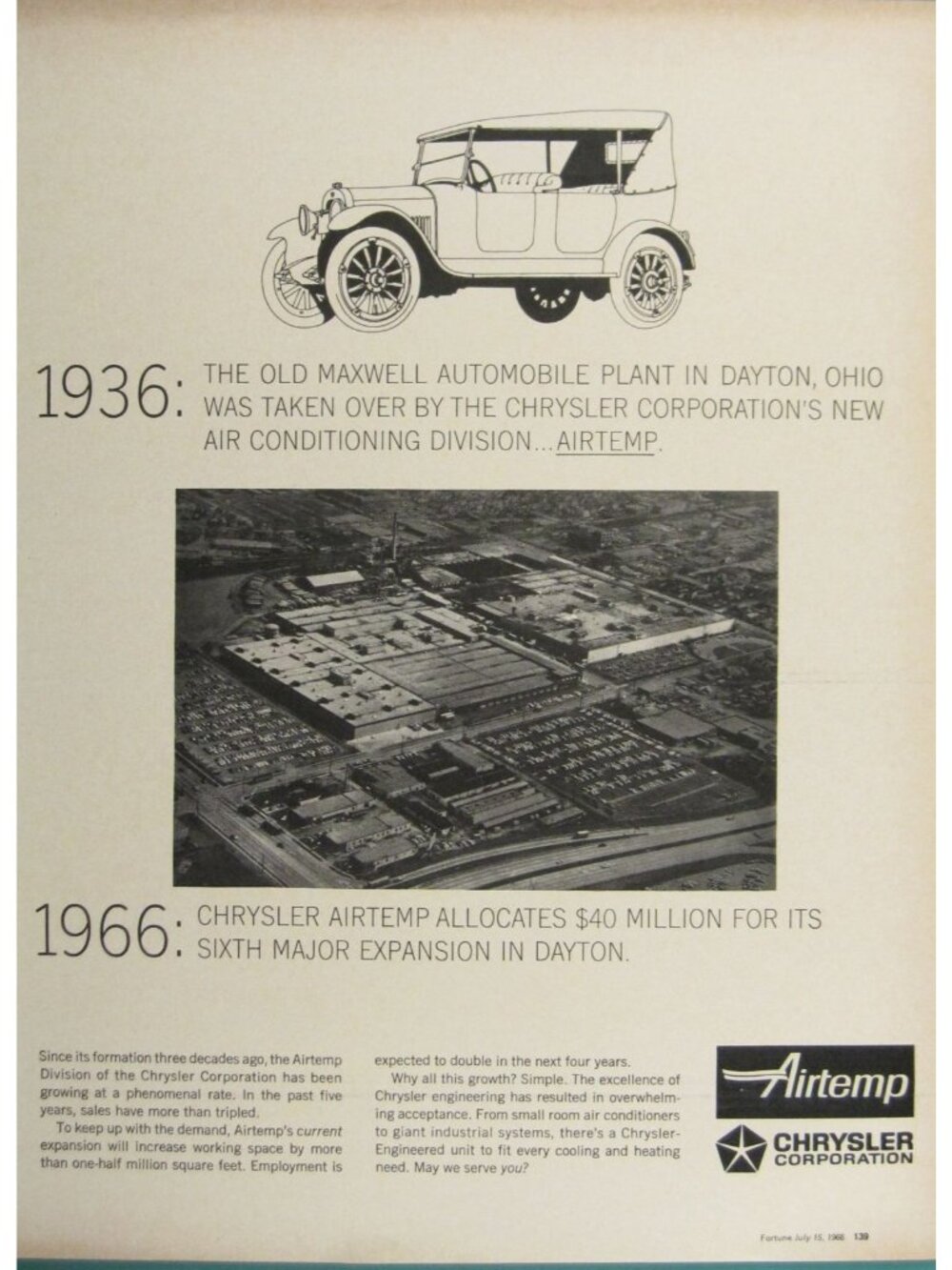Print Ad Chrysler Corp Airtemp Dayton Ohio 1936 to 1966 History Cars Auto